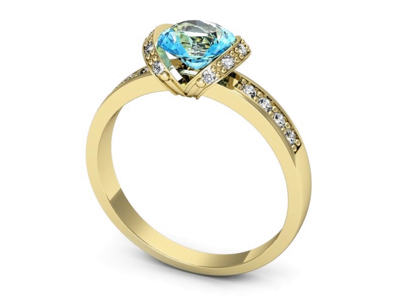 Złoty pierścionek z topazem i brylantami - p16605ztp — zdjęcie 3