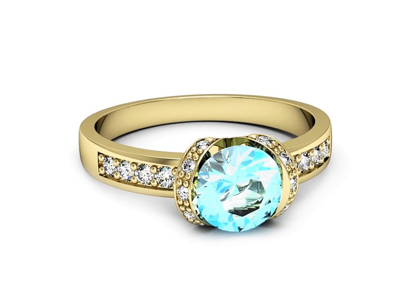 Złoty pierścionek z topazem i brylantami - p16605ztp — zdjęcie 2