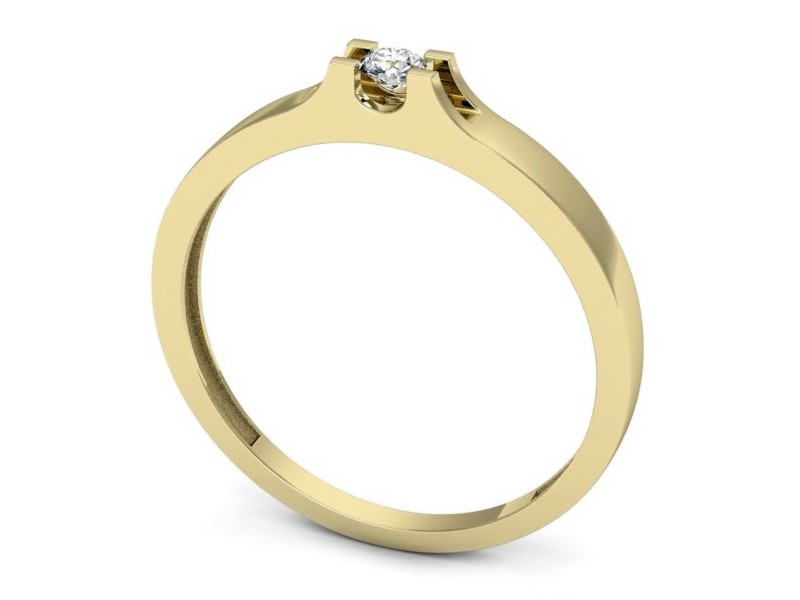 Złoty pierścionek z brylantem żółte złoto - p16606z — zdjęcie 3