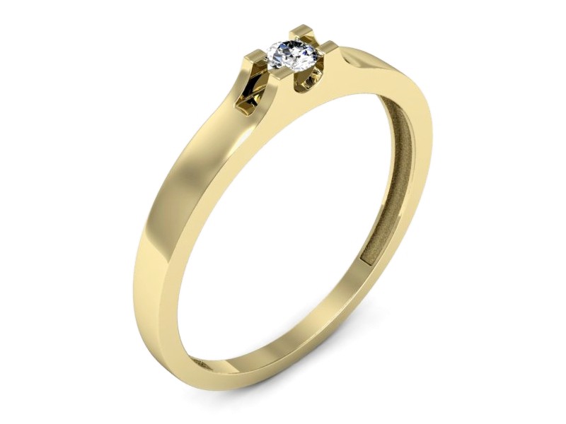 Złoty pierścionek z brylantem żółte złoto - p16606z