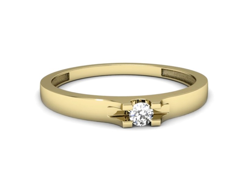 Złoty pierścionek z brylantem żółte złoto - p16606z — zdjęcie 2