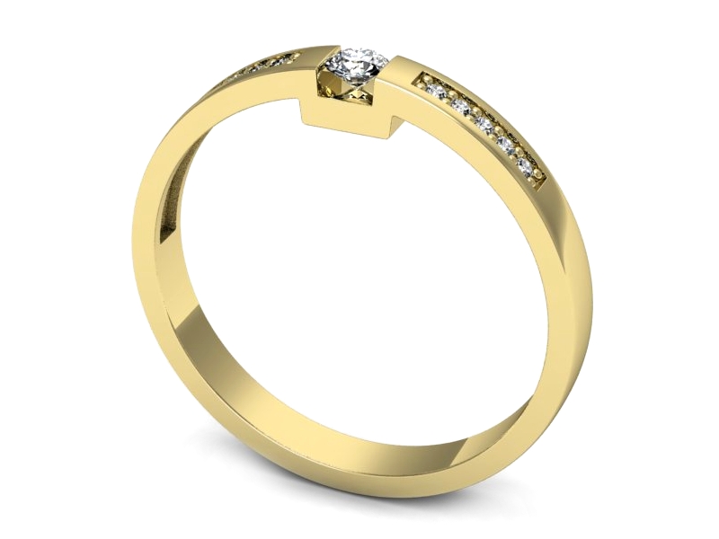 Złoty pierścionek z brylantami żółte złoto - p16609z — zdjęcie 3