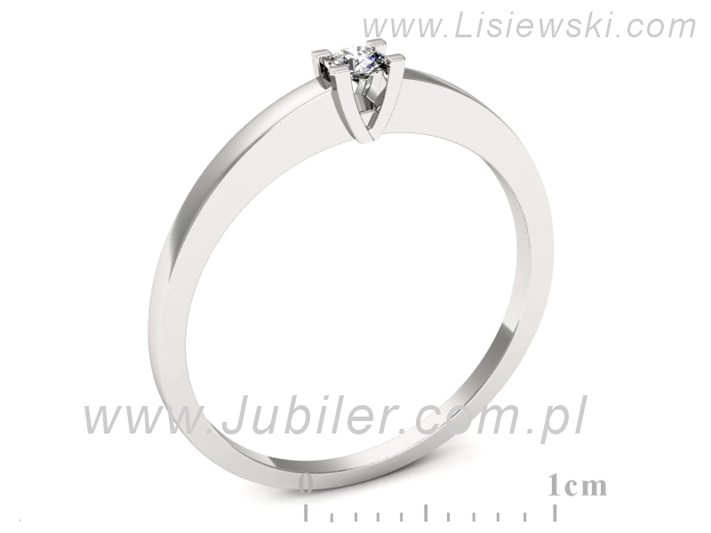 Złoty pierścionek z brylantem białe złoto - p16610b — zdjęcie 3