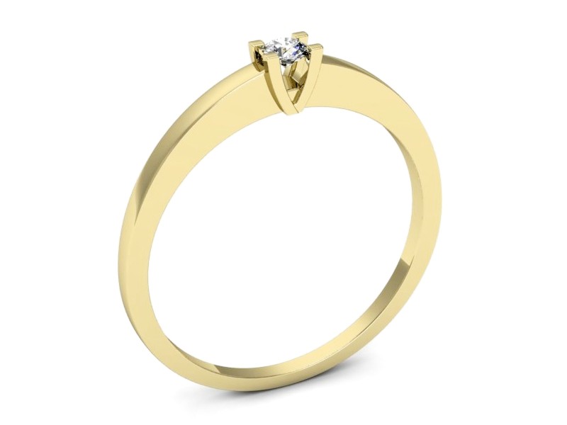 Złoty pierścionek z brylantem żółte złoto - p16610z — zdjęcie 3