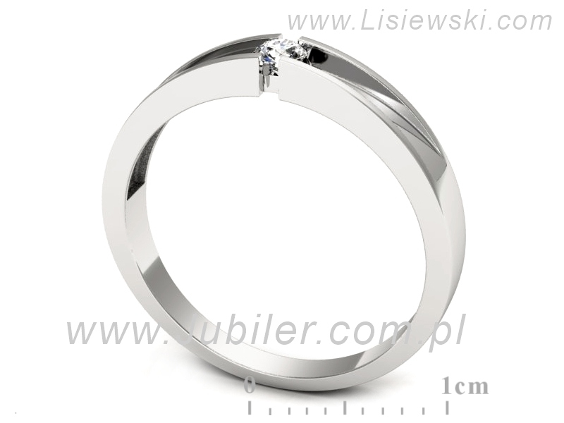 Złoty pierścionek z brylantem białe złoto - p16613b — zdjęcie 3
