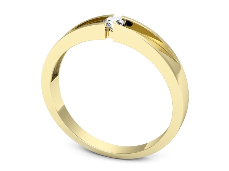 Złoty pierścionek z brylantem żółte złoto - p16613z — zdjęcie 3