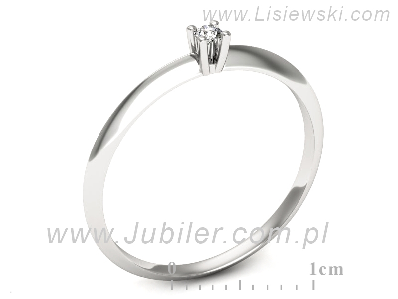 Złoty pierścionek z brylantem białe złoto - p16615b — zdjęcie 3