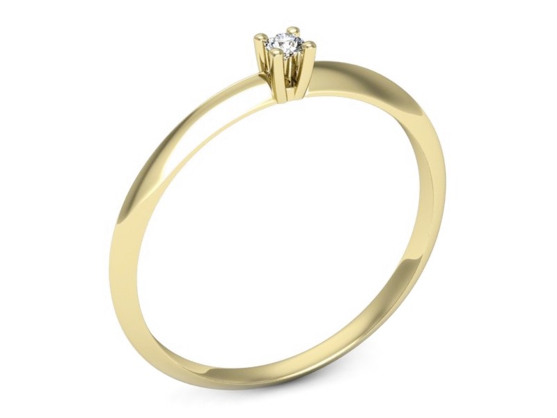 Złoty pierścionek z brylantem żółte złoto - p16615z — zdjęcie 3