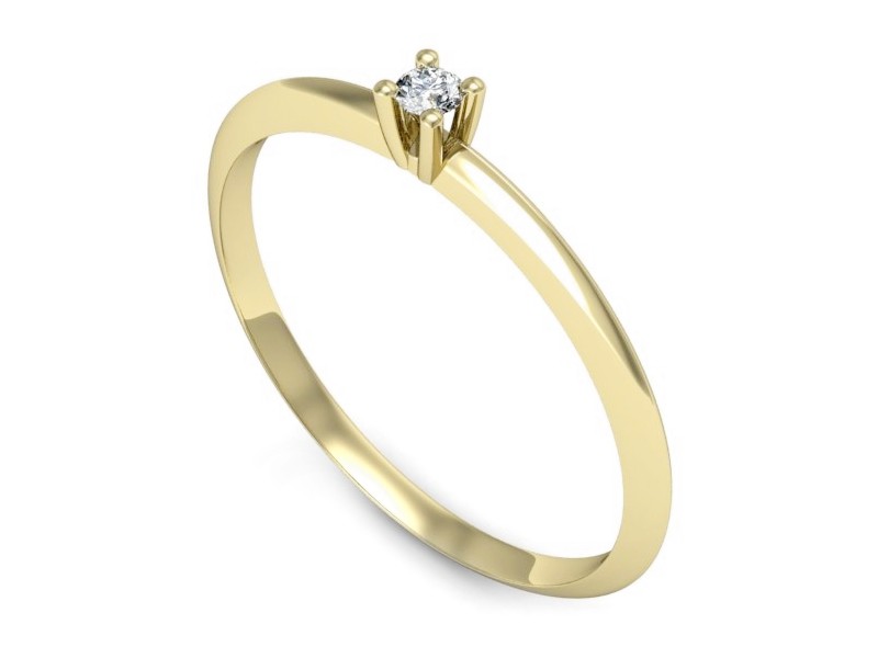 Złoty pierścionek z brylantem żółte złoto - p16615z