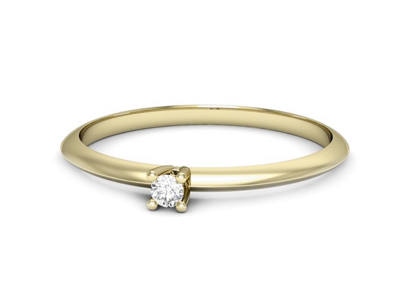 Złoty pierścionek z brylantem żółte złoto - p16615z — zdjęcie 2