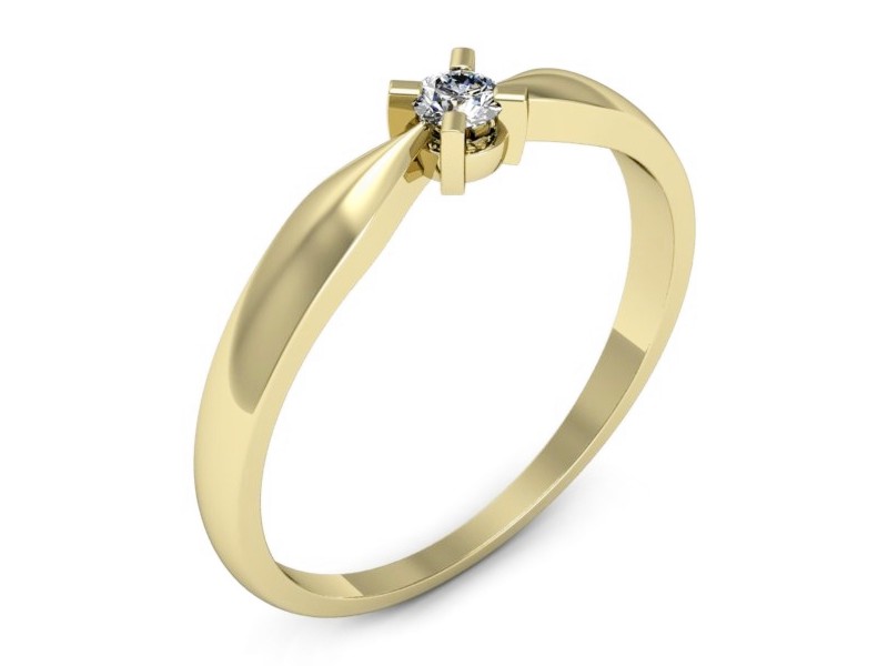 Złoty pierścionek z brylantem żółte złoto - p16616z