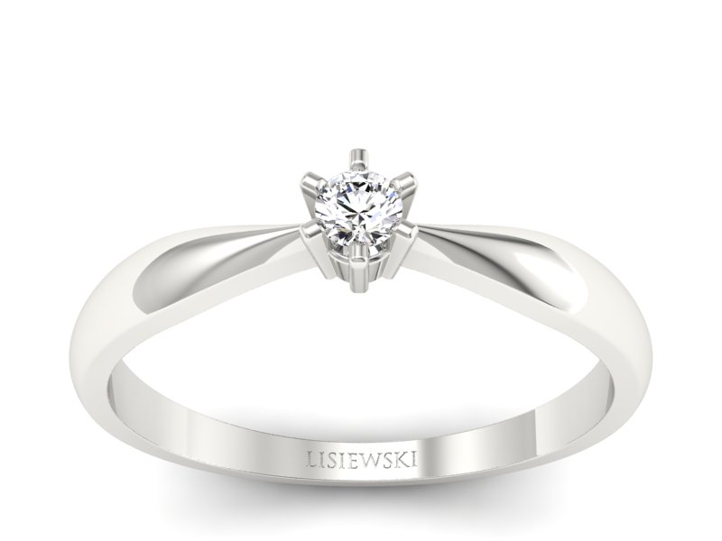 Złoty pierścionek z brylantem białe złoto - p16617b