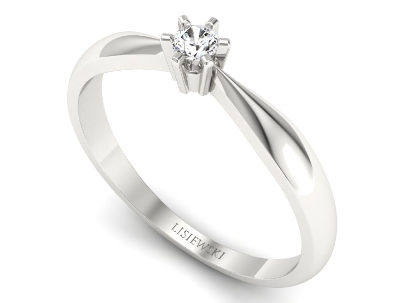 Złoty pierścionek z brylantem białe złoto - p16617b — zdjęcie 3