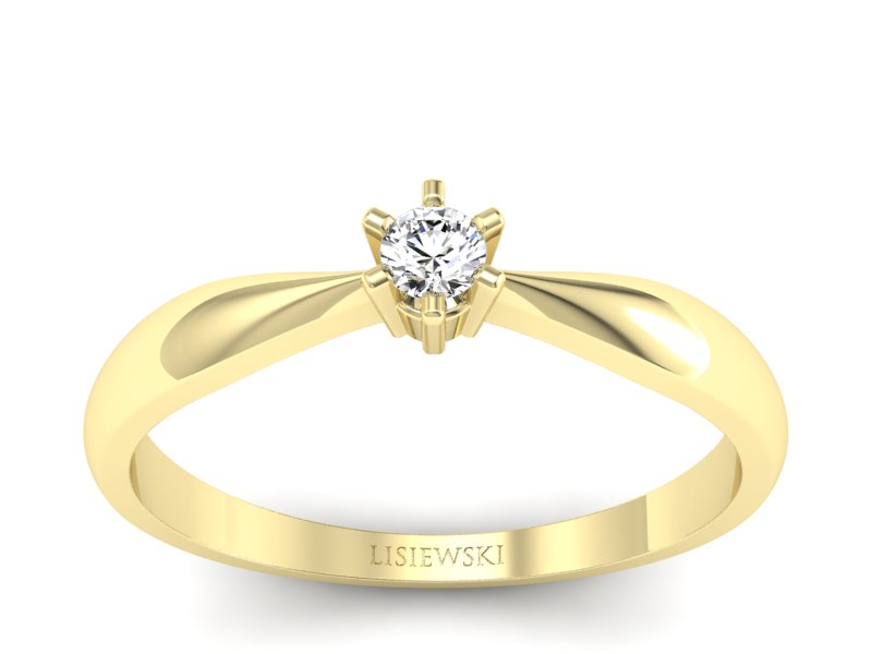 Złoty pierścionek z brylantem żółte złoto - p16617z