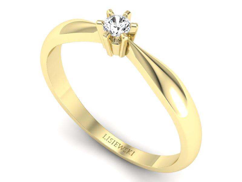 Złoty pierścionek z brylantem żółte złoto - p16617z — zdjęcie 3