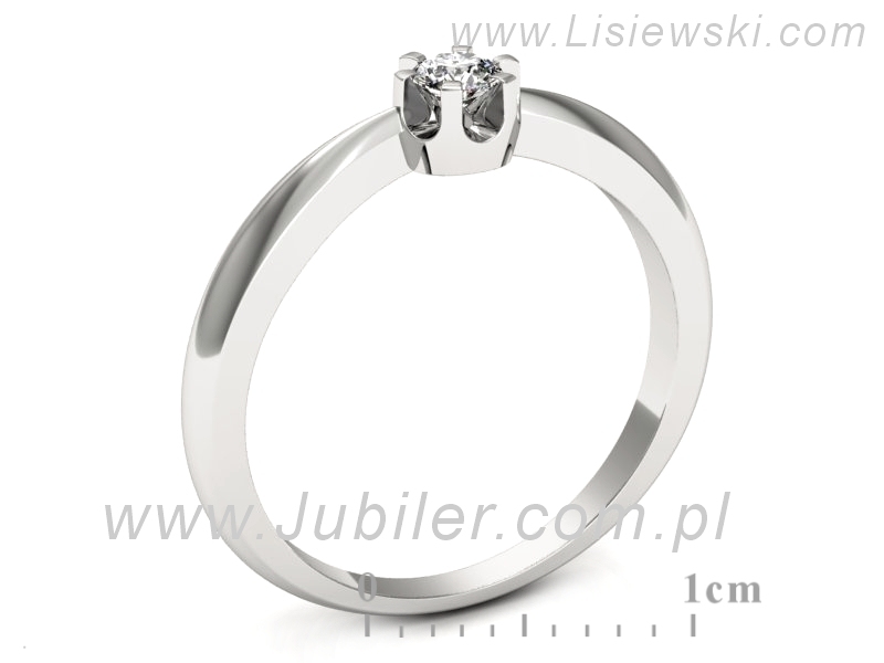 Złoty pierścionek z brylantem białe złoto - p16618b — zdjęcie 3