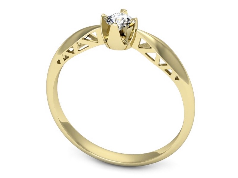 Złoty pierścionek z brylantem żółte złoto - p16619z — zdjęcie 3