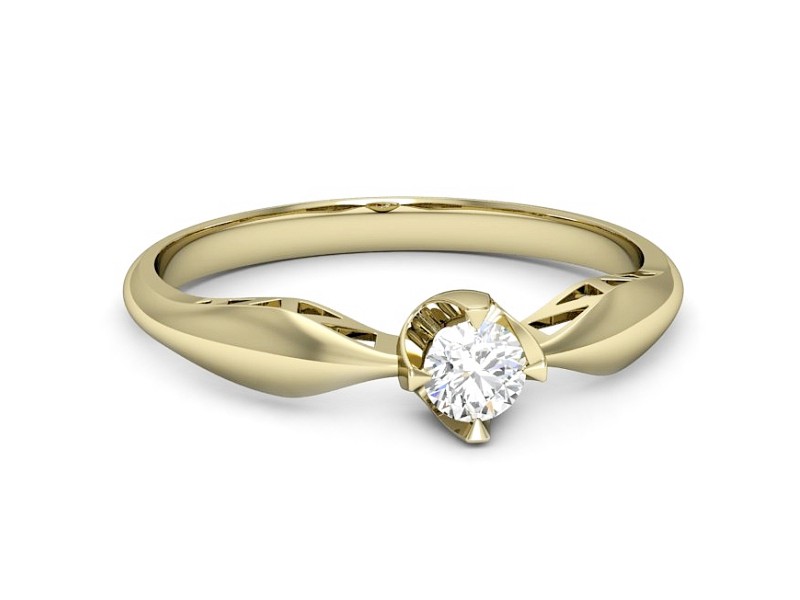 Złoty pierścionek z brylantem żółte złoto - p16619z — zdjęcie 2