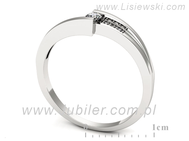 Złoty pierścionek z brylantami białe złoto - p16620b — zdjęcie 3