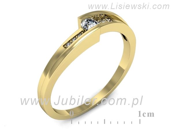 Złoty Pierścionek z brylantami złoto próby 585 żółte złoto - p16620z- 1