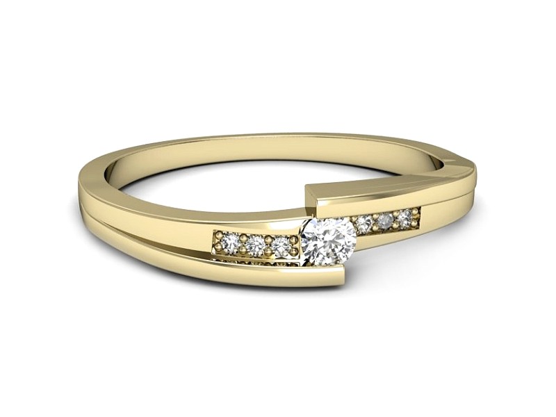 Złoty pierścionek z brylantami żółte złoto - p16620z — zdjęcie 2