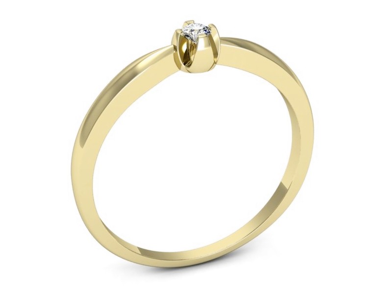 Złoty pierścionek z brylantem żółte złoto - p16621z — zdjęcie 3