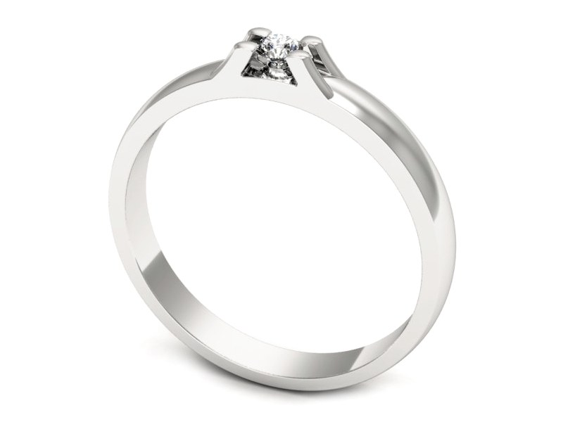 Złoty pierścionek z brylantem białe złoto - p16622b — zdjęcie 3