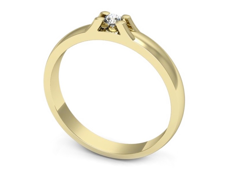 Złoty pierścionek z brylantem żółte złoto - p16622z — zdjęcie 3