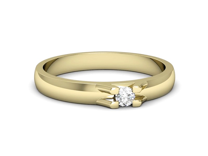 Złoty pierścionek z brylantem żółte złoto - p16622z — zdjęcie 2