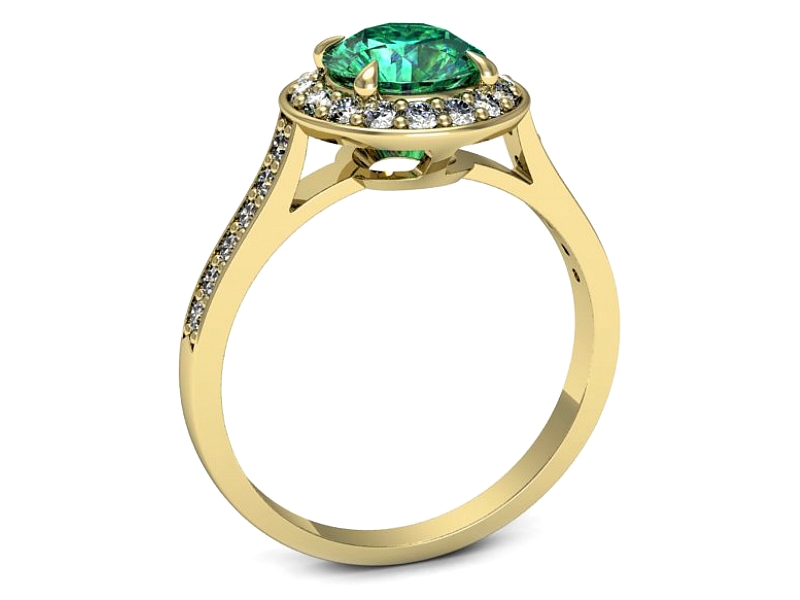 Złoty pierścionek ze szmaragdem i diamentami - p16623zsm — zdjęcie 3