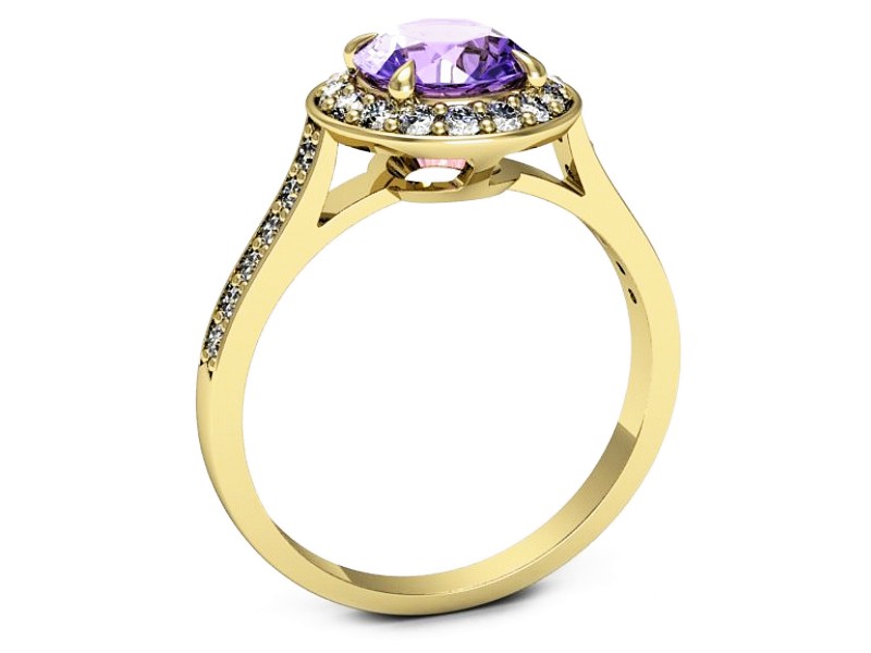 Pierścionek z tanzanitem i brylantami żółte złoto - p16623zt — zdjęcie 3