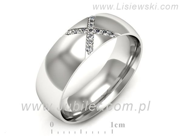 Pierscionek Obrączka z brylantami białe złoto próba 585 - p16624b- 1