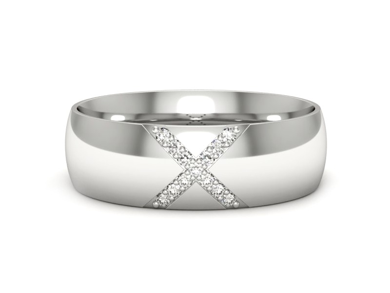 Pierścionek obrączka z brylantami białe złoto - p16624b — zdjęcie 2