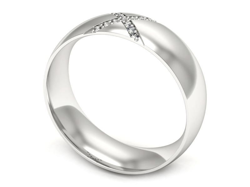 Pierścionek obrączka z brylantami białe złoto - p16624b — zdjęcie 3