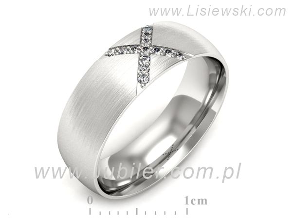 Pierscionek Obrączka z brylantami białe złoto próba 585 - p16624bmp- 1