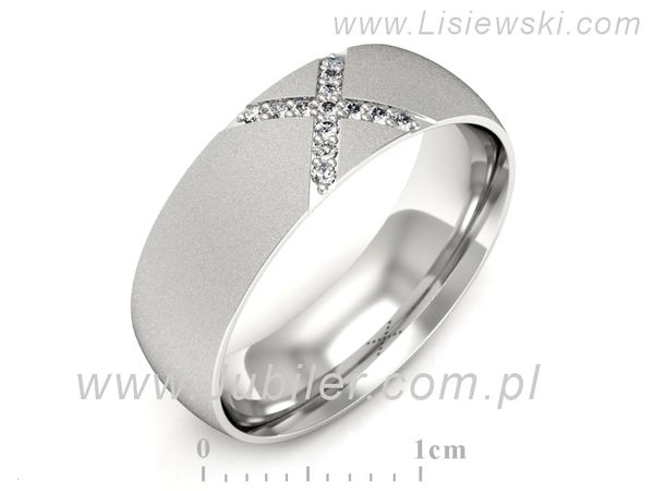 Pierscionek Obrączka z brylantami białe złoto próba 585 - p16624bms- 1
