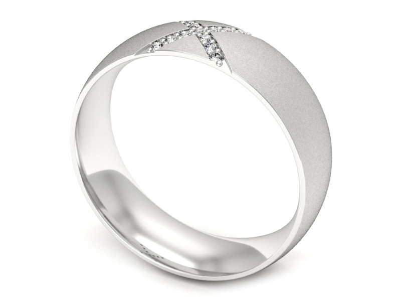 Pierścionek obrączka z brylantami białe złoto - p16624bms — zdjęcie 3