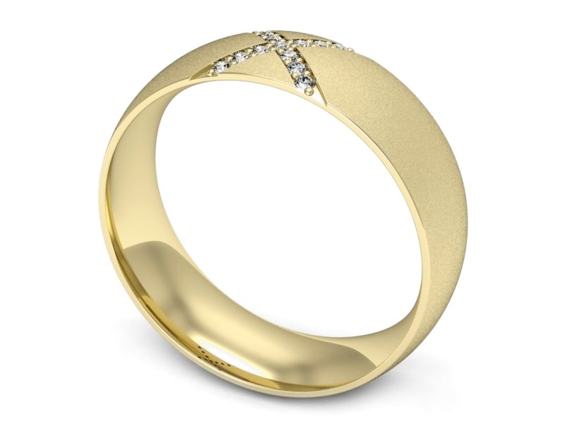 Obrączka z brylantami żółte złoto - p16624zms — zdjęcie 3