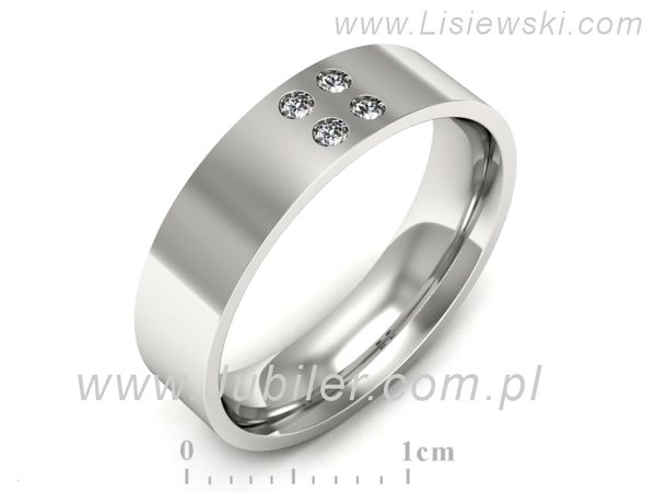 Pierscionek Obrączka z brylantami białe złoto próba 585 - p16627b- 1