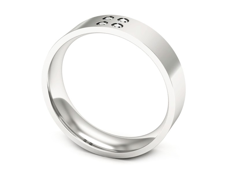 Pierścionek obrączka z brylantami białe złoto - p16627b — zdjęcie 3