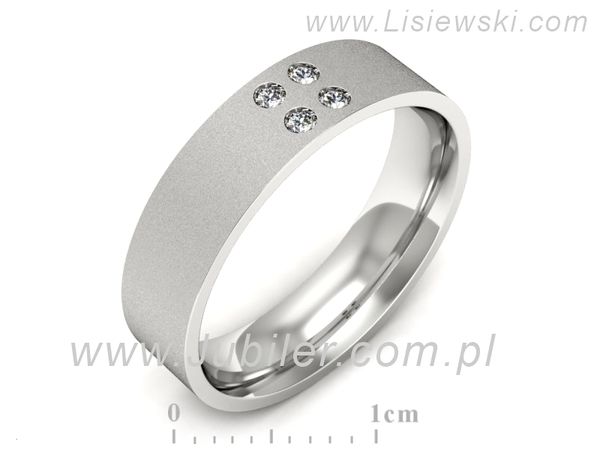 Pierscionek Obrączka z brylantami białe złoto próba 585 - p16627bms- 1