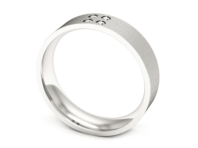 Pierścionek obrączka z brylantami białe złoto - p16627bms — zdjęcie 3