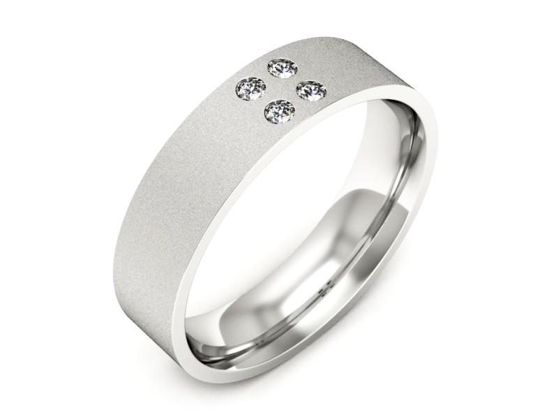 Pierścionek obrączka z brylantami białe złoto - p16627bms