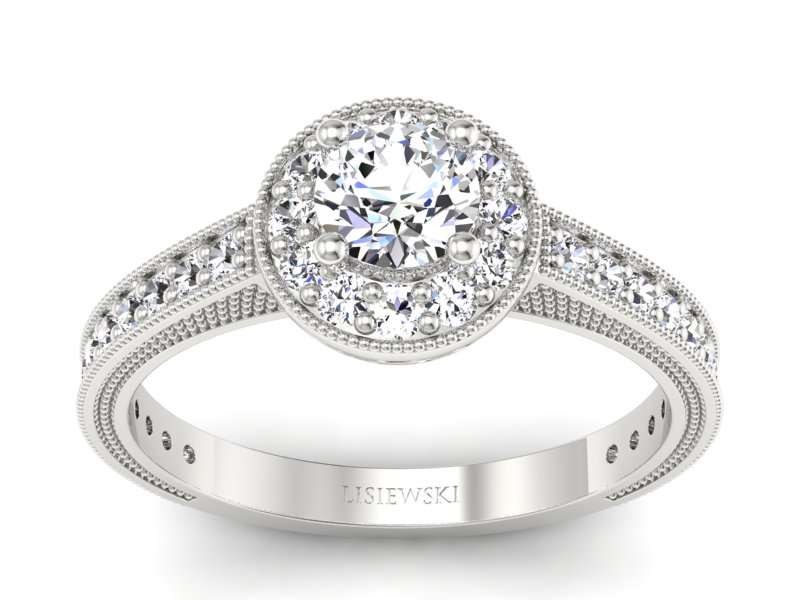 Złoty pierścionek z brylantami białe złoto - p16629b