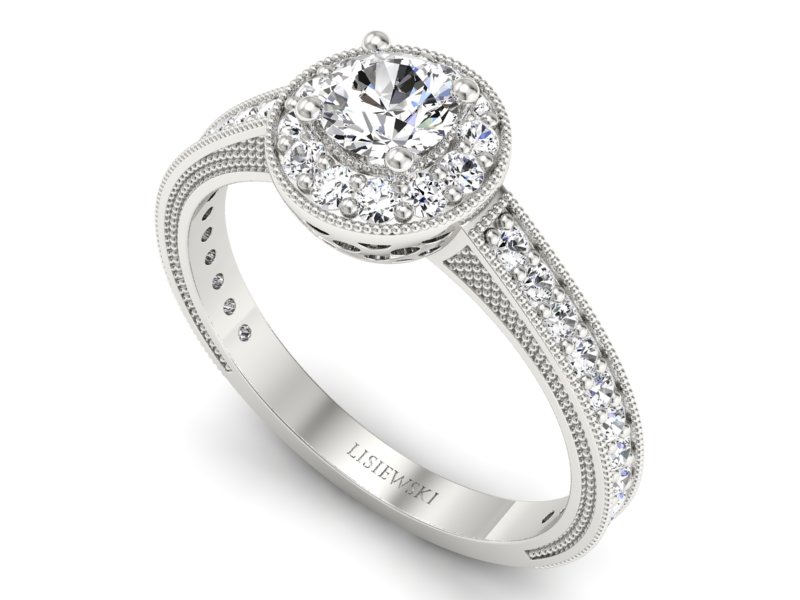 Złoty pierścionek z brylantami białe złoto - p16629b — zdjęcie 3