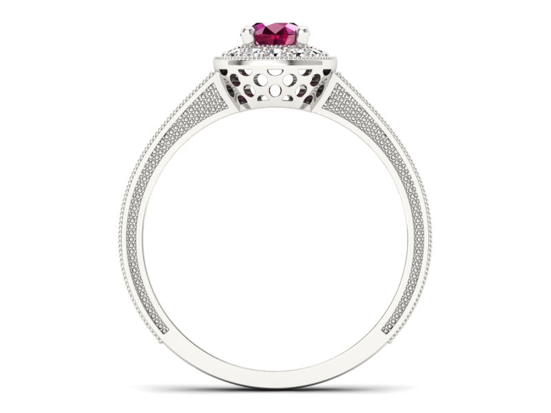 Pierścionek z rubinem i brylantami białe złoto - p16629br — zdjęcie 2