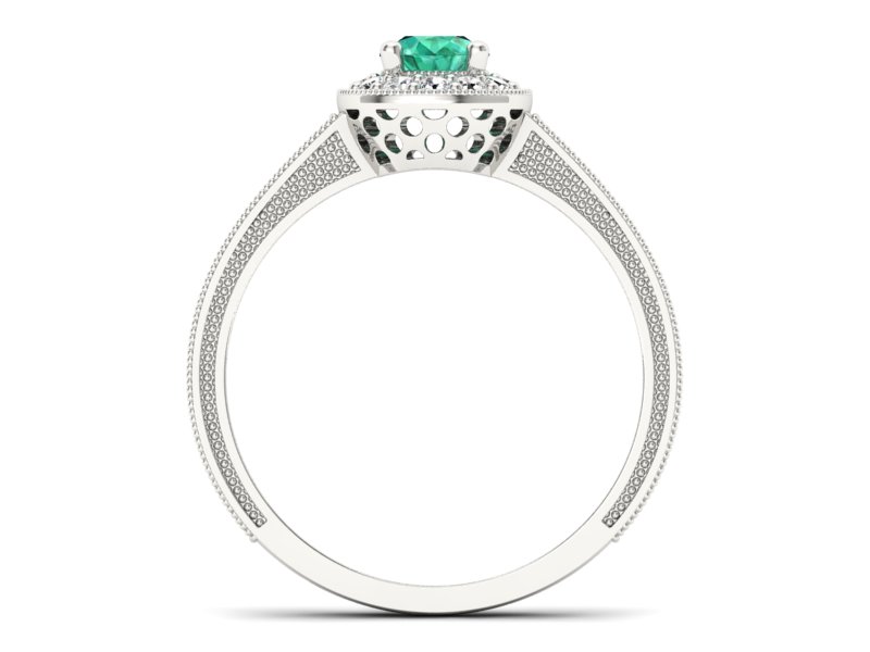 Złoty pierścionek ze szmaragdem i brylantami - p16629bsm — zdjęcie 2