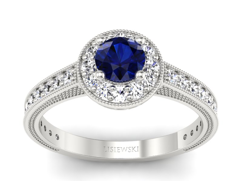 Pierścionek z szafirem i brylantami - p16629bsz