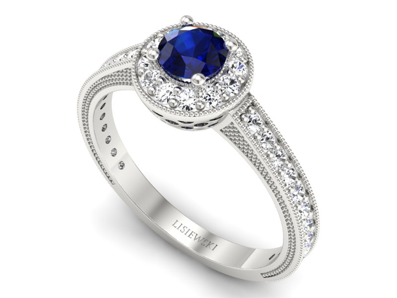 Pierścionek z szafirem i brylantami - p16629bsz — zdjęcie 3
