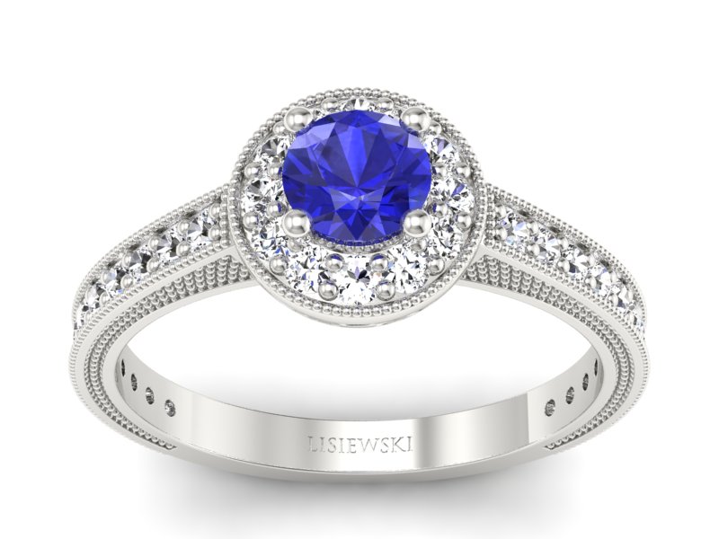 Pierścionek z szafirem i brylantami - p16629bszc
